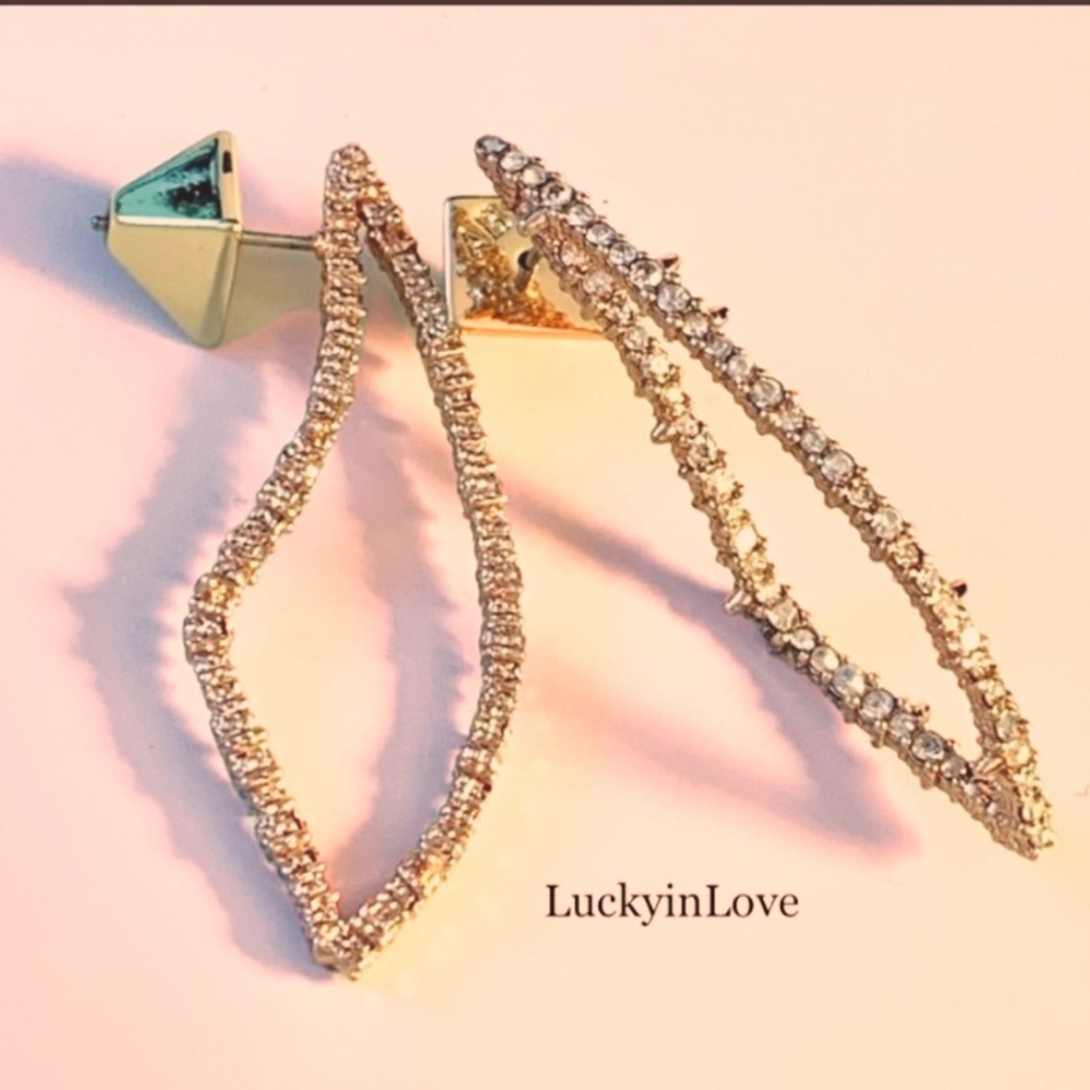ALEXIS BITTAR • Rose Gold Lightweight Crystal Abstract Sculpted Hoop Earrings